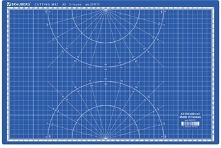 Мат для резки 45х30 см А3, 5-ти слойн. двусторонний, 3 мм. синий BRAUBERG 237177